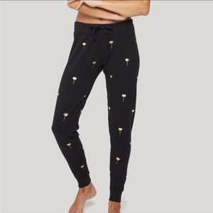 Spiritual gangster black sweats with gold lotus flower